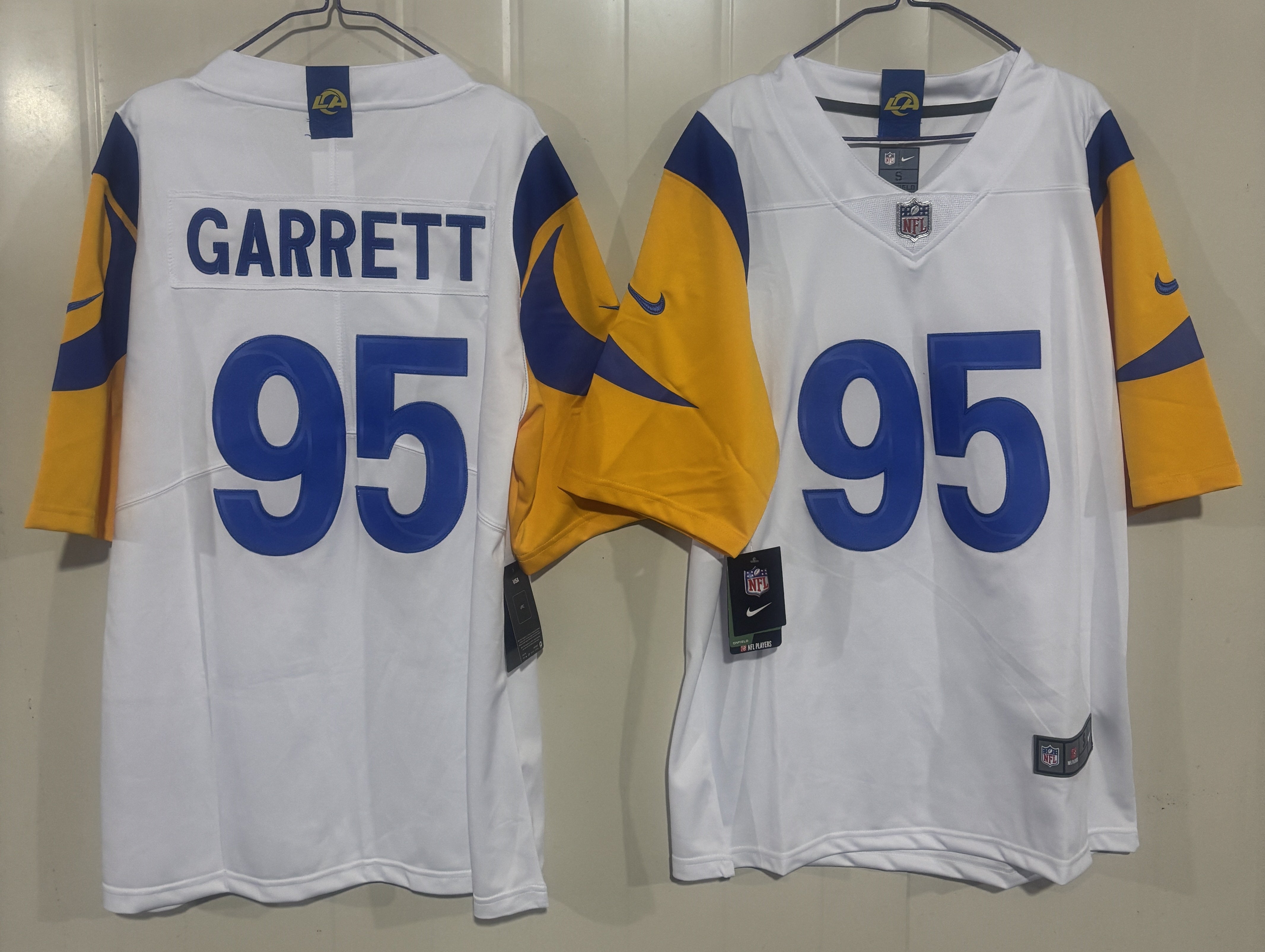 Men's Los Angeles Rams Myles Garrett #95 White Game Jersey