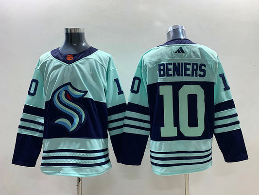 Men's Seattle Kraken Matty Beniers #10 Teal Reverse Retro 2.0 Authentic Player Jersey1
