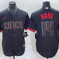 Men's Cincinnati Reds Pete Rose #14 Black 2023 City Connect Replica Player Jersey1