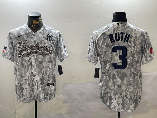 Men's New York Yankees Babe Ruth #3 Arctic Camo 2024 Salute to Service Limited Jersey1