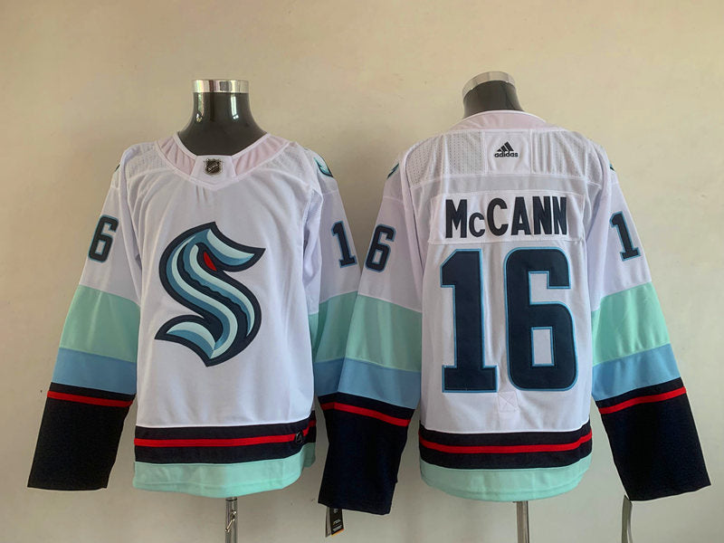Men's Seattle Kraken Jared McCann #16 White Breakaway Player Jersey1