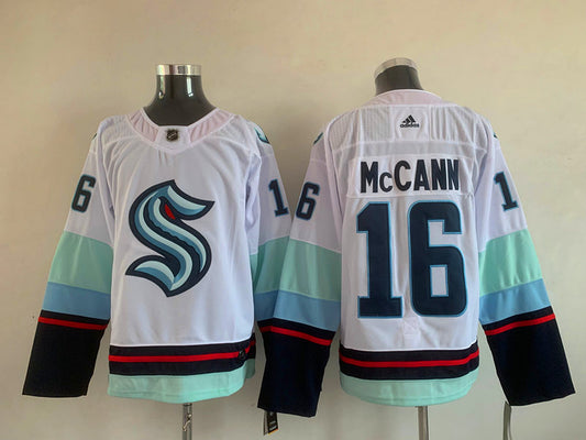 Men's Seattle Kraken Jared McCann #16 White Breakaway Player Jersey1