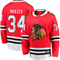 Men's Chicago Blackhawks Petr Mrazek #34 Red Home Breakaway Jersey1