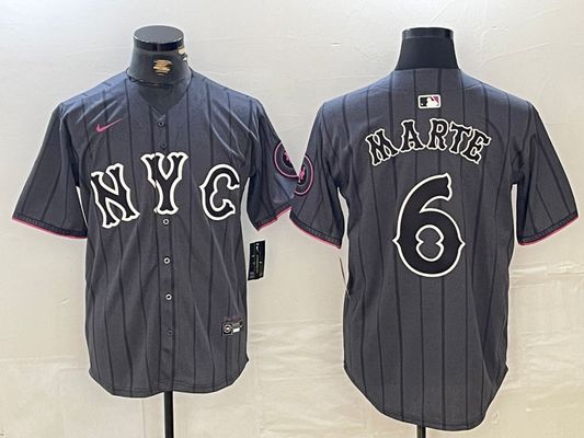 Men's New York Mets Starling Marte #6 Graphite 2024 City Connect Limited Player Jersey1