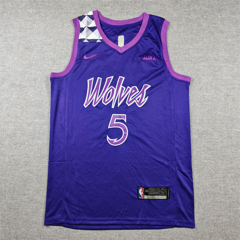 Men's Minnesota Timberwolves Anthony Edwards #5 Purple Swingman Jersey1
