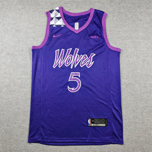 Men's Minnesota Timberwolves Anthony Edwards #5 Purple Swingman Jersey1