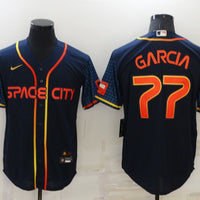 Men's Houston Astros Luis Garcia #77 Navy Space City Jersey1