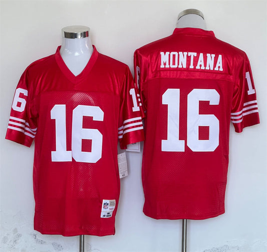 Men's San Francisco 49ers Joe Montana Mitchell & Ness Scarlet Legacy Replica Player Jersey1