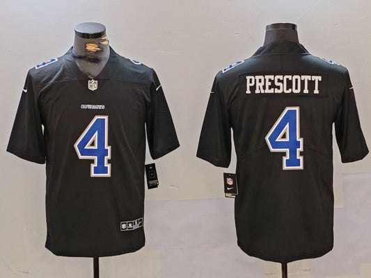 Men's Dallas Cowboys Dak Prescott Black Game Player Jersey1