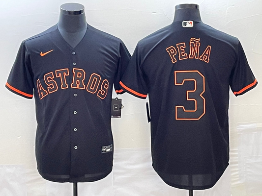 Men's Houston Astros Jeremy Pena #3 Black Authentic Game Jersey1