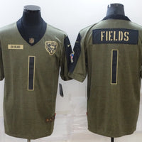 Men's Chicago Bears Justin Fields #1 Brown Game Jersey1