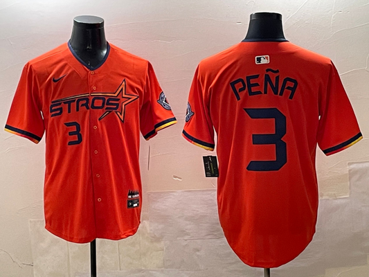 Men's Houston Astros Jeremy Pena #3 Orange 2025 City Connect Limited Player Jersey1