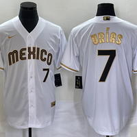 Men's 2023 World Baseball Classic #7 Julio Urias Mexico White Alternate Game Jersey1