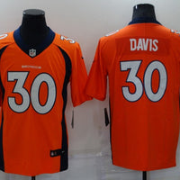 Men's Denver Broncos Terrell Davis #30 Orange Game Retired Player Jersey1