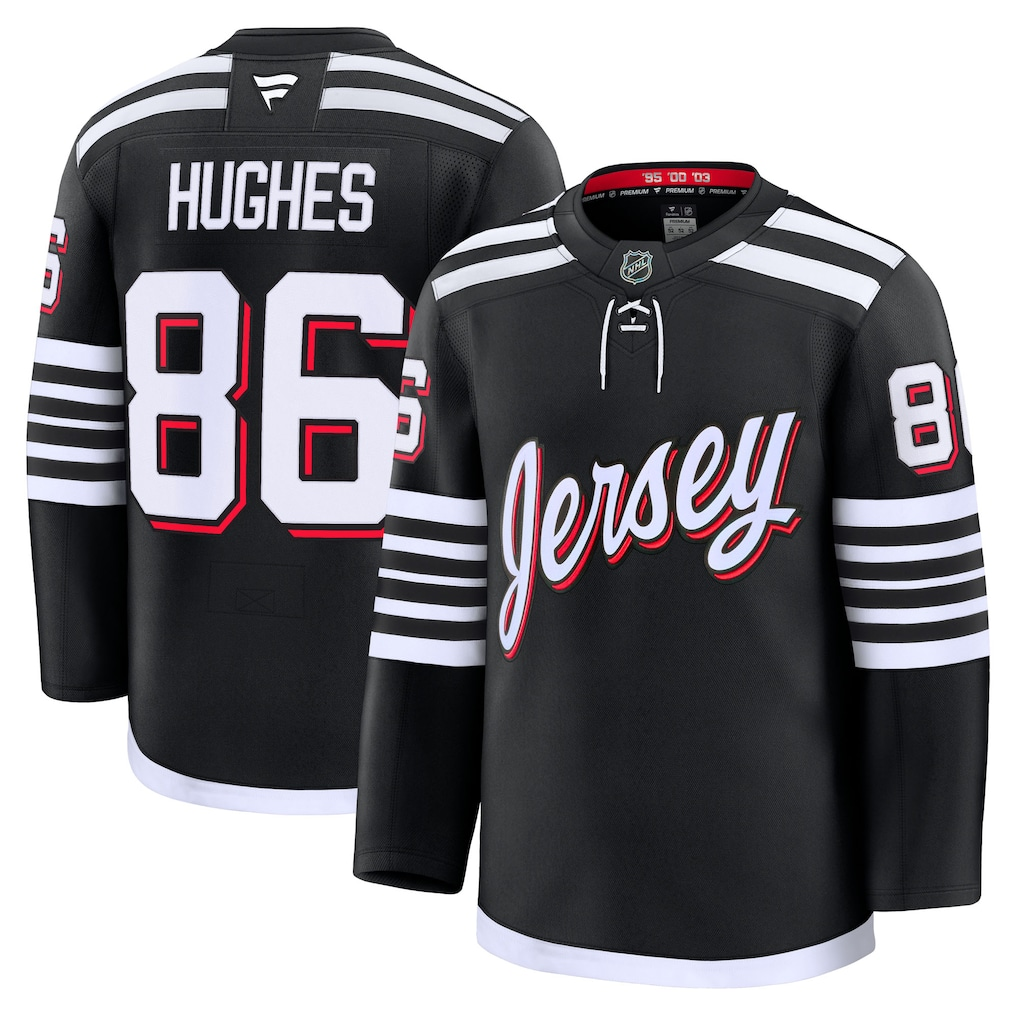 Men's New Jersey Devils Jack Hughes #86 Fanatics Black Alternate Premium Jersey