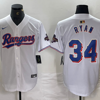 Men's Texas Rangers Nolan Ryan #34 White 2024 Gold Collection Limited Player Jersey1
