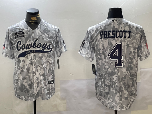 Men's Dallas Cowboys Dak Prescott #4 Arctic Camo 2024 Salute to Service Player Jersey1