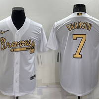 Men's Atlanta Braves Dansby Swanson #7 White Stitched Jersey1