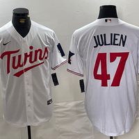 Men's Minnesota Twins Edouard Julien #47 White Home Replica Player Jersey1