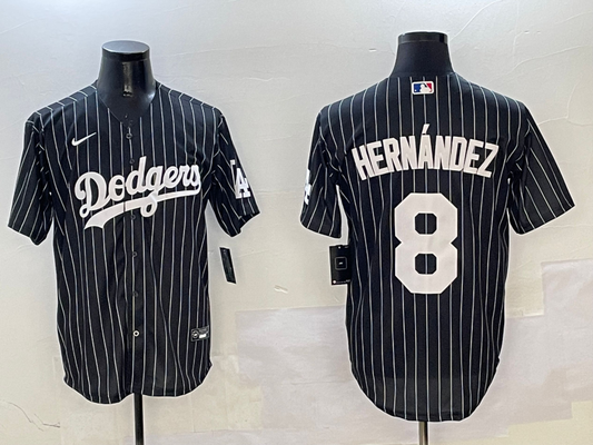 Men's Los Angeles Dodgers Enrique Hernandez #8 Black Alternate Limited Player Jersey1