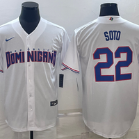 Men's 2023 World Baseball Classic #22 Juan Soto Dominican Republic White Jersey1