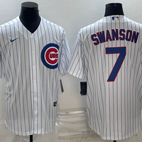 Men's Chicago Cubs Dansby Swanson White Home Replica Player Jersey1