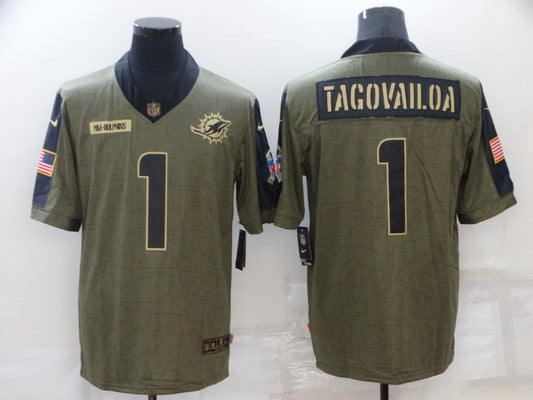 Men's Miami Dolphins Tua Tagovailoa #1 Brown Game Jersey1