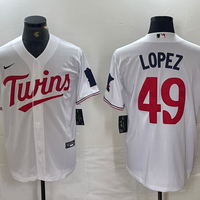Men's Minnesota Twins Pablo Lopez #49 White Home Replica Player Jersey1