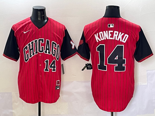 Men's Chicago White Sox Paul Konerko #14 Red/Black 2025 City Connect Limited Retired Player Jersey1