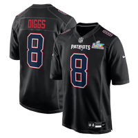 Men's New England Patriots Stefon Diggs #8 Black Super Bowl LX Patch Carbon Fashion Game Jersey