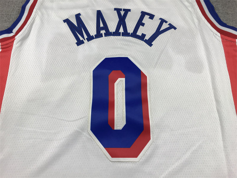 Men's Philadelphia 76ers Tyrese Maxey White Fastbreak Replica Player Jersey1