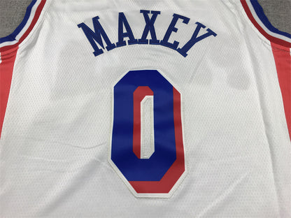Men's Philadelphia 76ers Tyrese Maxey White Fastbreak Replica Player Jersey1