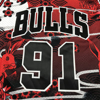 Men's Chicago Bulls Dennis Rodman #91 Year of Rabbit Edition Hardwood Classics Swingman Jersey1