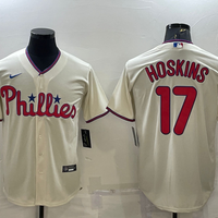 Men's Philadelphia Phillies Rhys Hoskins #17 Beige Replica Player Jersey1