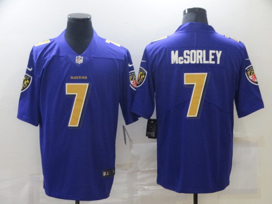 Men's Baltimore Ravens Trace McSorley #7 Purple Game Jersey1
