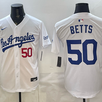 Men's Los Angeles Dodgers Mookie Betts #50 White Alternate Replica Jersey