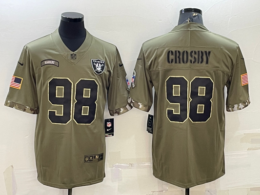Men's Las Vegas Raiders Maxx Crosby #98 Olive 2022 Salute To Service Limited Jersey1