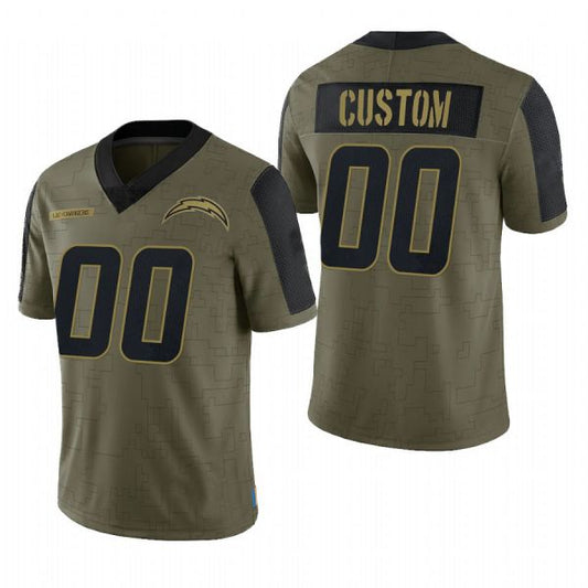 Custom1 Los Angeles Chargers Olive 2021 Salute To Service Limited Football Jerseys
