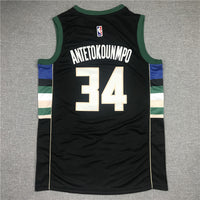 Men's Milwaukee Bucks Giannis Antetokounmpo #34 Black Player Jersey1
