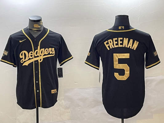 Men's Los Angeles Dodgers Freddie Freeman #5 Black Player Game Jersey1