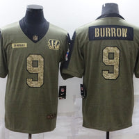 Men's Cincinnati Bengals Joe Burrow #9 Brown Game Jersey1