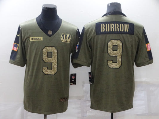 Men's Cincinnati Bengals Joe Burrow #9 Brown Game Jersey1