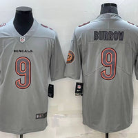 Men's Cincinnati Bengals Joe Burrow #9 Gray Atmosphere Fashion Game Jersey1