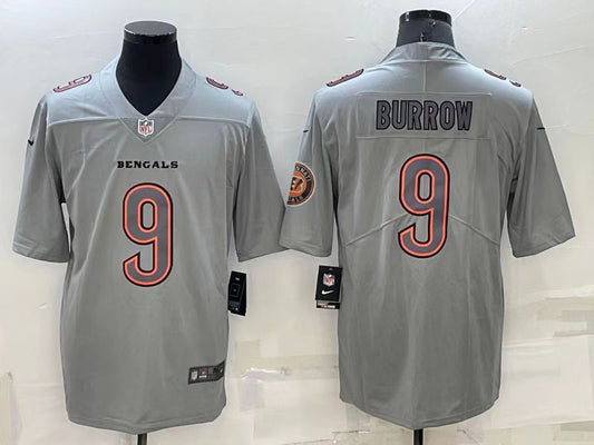 Men's Cincinnati Bengals Joe Burrow #9 Gray Atmosphere Fashion Game Jersey1