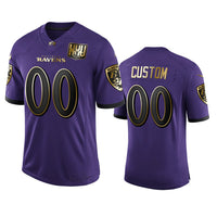 Custom1 Baltimore Ravens Purple Team 25th Season Golden Limited Jersey1 Stitched American Football Jerseys