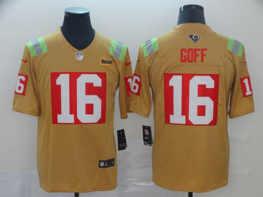 Men's Los Angeles Rams Jared Goff #16 Yellow City Edition Game Jersey1