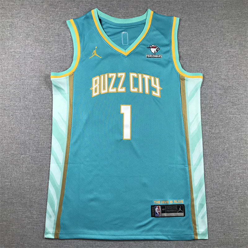 Men's Charlotte Hornets LaMelo Ball #1 Teal 2023/24 Swingman jersey1 - City Edition