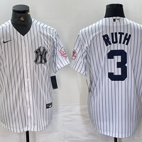 Men's New York Yankees1 Babe Ruth #3 White Limited Player Jersey
