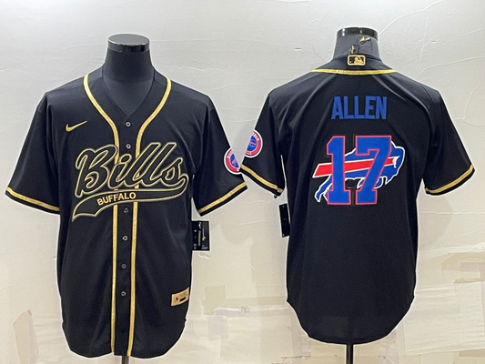 Men's Buffalo Bills Josh Allen #17 Black Game Jersey1 Joint Edition