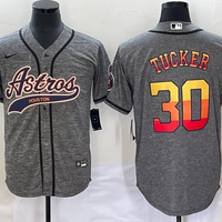 Men's Houston Astros Kyle Tucker #30 Gray Replica Player Jersey1 Joint Edition